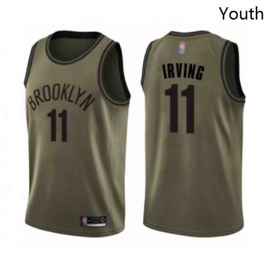 Youth Brooklyn Nets 11 Kyrie Irving Swingman Green Salute to Service Basketball Jersey